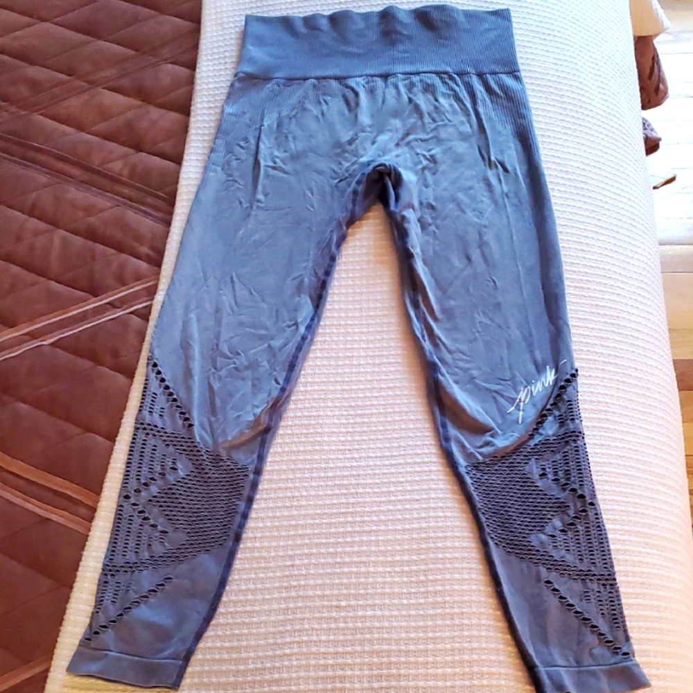 Victoria Secret PINK Gray Leggings with Mesh Detail Along The Legs, Gorgous!